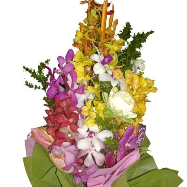 Mixed Orchids in a bouquet, close up