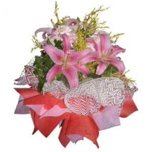 Pink Lilies in a mixed bouquet