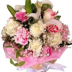 Lilies, Carnations and Roses bouquet, close up, signature of Flowers By Jack - Koh Samui Florist