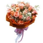 Peach Roses & Carnations in a bouquet