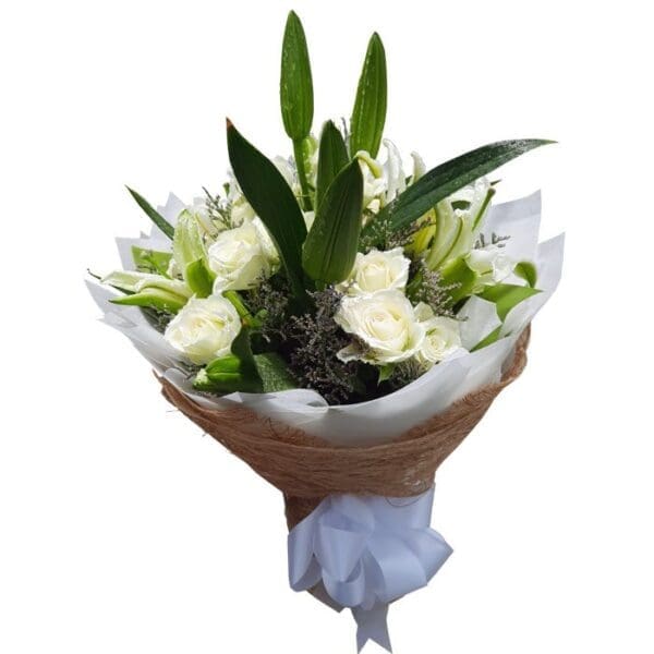 White Roses and Lilies in a bouquet